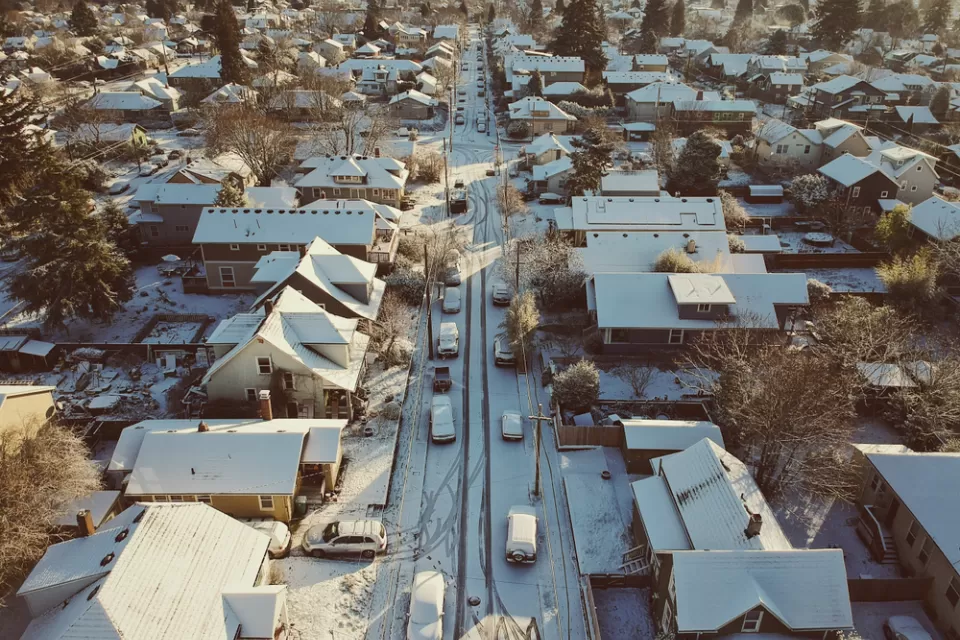 Snowy Residential Neighborhood